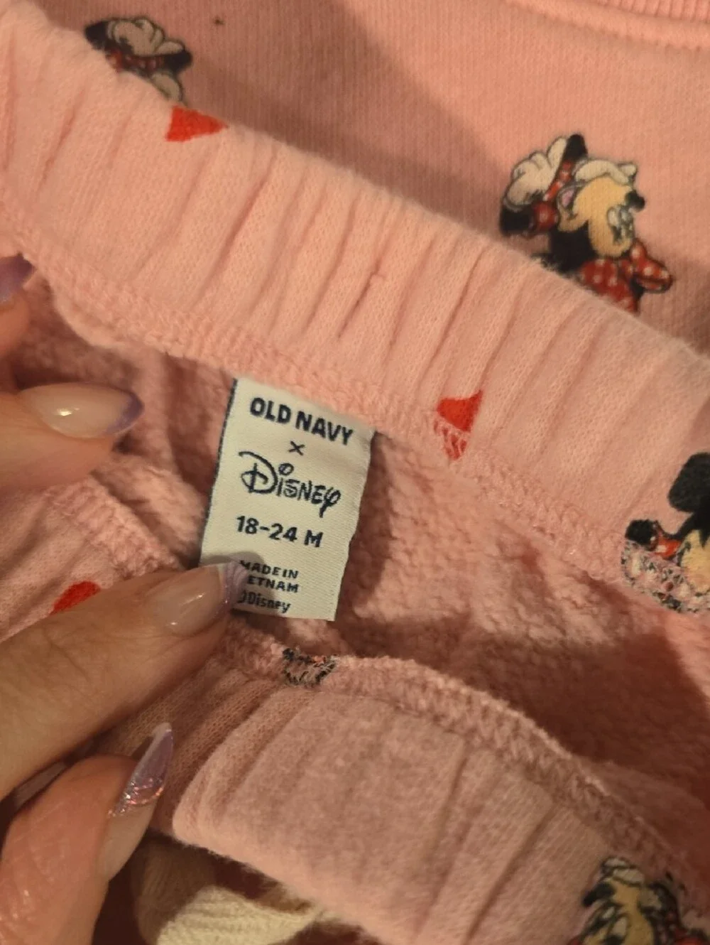 Lot Of 2 Sweats Old Navy Girls Pink Minnie Mouse Heart Set - Light  Pink